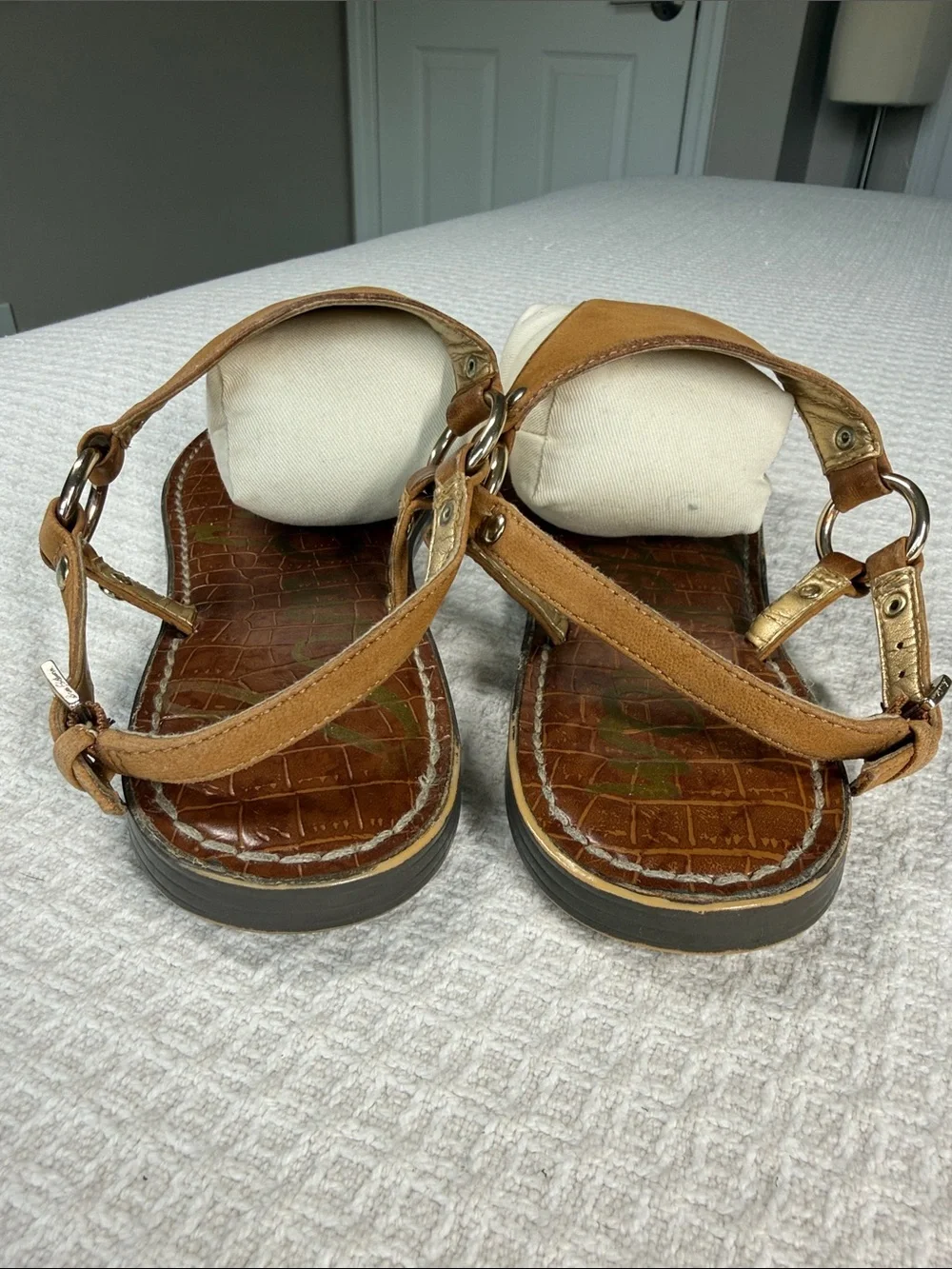 Sam Edelman Greta flat sandal 2 pairs tan and bronze leather size 9